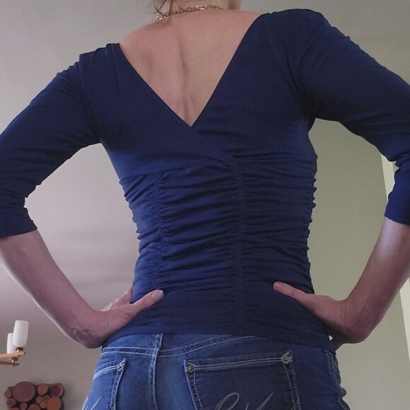 Like New Last Tango Navy Ruched Top | M/L | Vintage - Picture 2 of 9